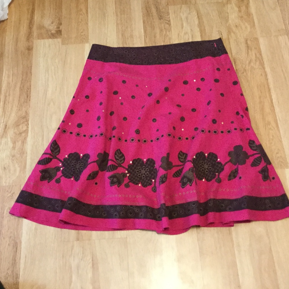 Boho Pink Fuchsia Tea Length Skirt Liz Claiborne